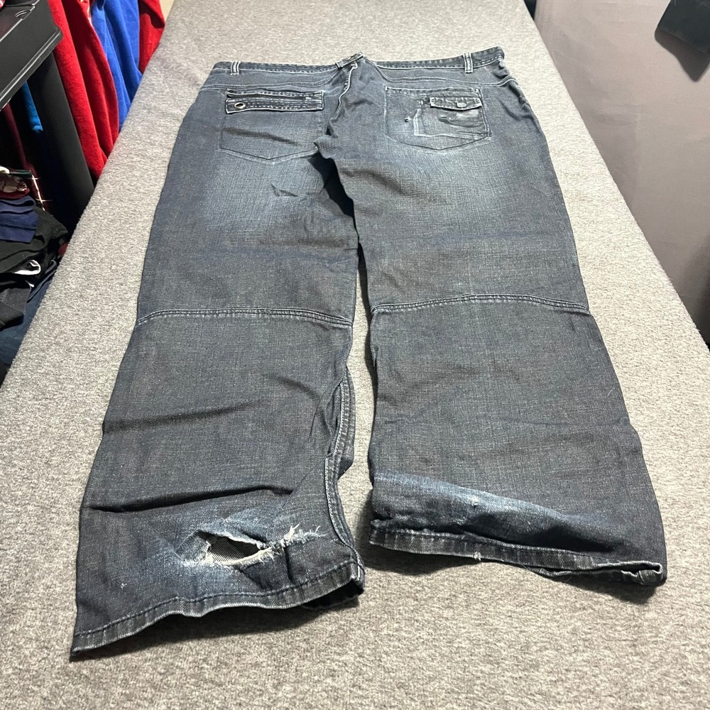 Ecko Unltd Mens Slim Straight Fit Jeans W40 Dark Wash Distressed Y2K Streetwear